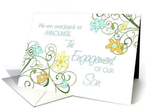 Garden Flowers Engagement of Son Announcement card (607376)
