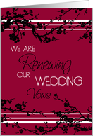 Red Floral Wedding Vow Renewal Invitation Card