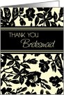 Yellow Black Floral Friend Bridesmaid Thank You Card