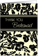 Yellow Black Floral Sister Bridesmaid Thank You Card