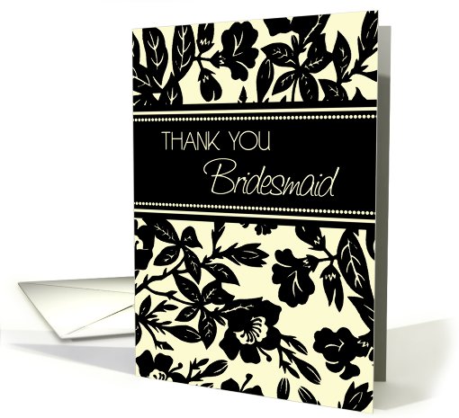 Yellow Black Floral Bridesmaid Thank You card (608827)