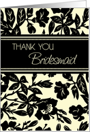 Yellow Black Floral Bridesmaid Thank You Card