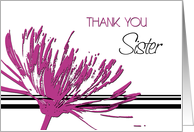 Pink Black Flower Sister Maid of Honor Thank You Card