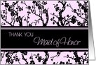 Pink Black Floral Sister Maid of Honor Thank You Card