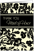 Yellow Black Floral Friend Maid of Honor Thank You Card