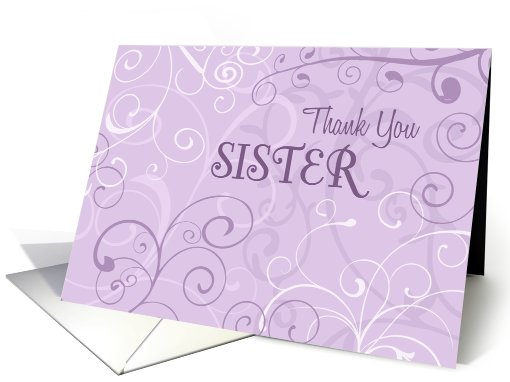 Purple Swirls Sister Thank You Bridesmaid card (609645)