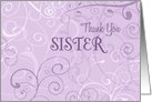 Purple Swirls Sister Thank You Maid of Honor Card