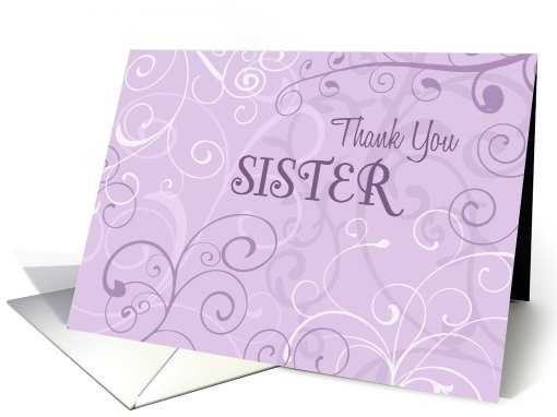 Purple Swirls Sister Thank You Matron of Honor card (609654)