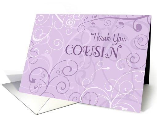 Purple Swirls Cousin Thank You Matron of Honor card (609657)