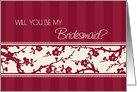Burgundy Floral Bridesmaid Invitation Card
