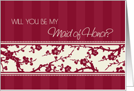Burgundy Floral Maid of Honor Invitation Card