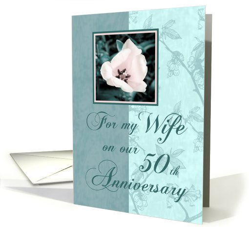 Green Floral Wife 50th Wedding Anniversary card (612686)