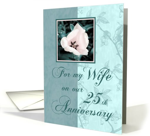 Green Floral Wife 25th Wedding Anniversary card (612693)