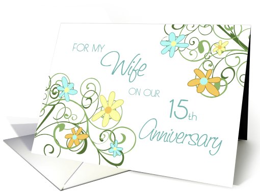 Wife 15th Wedding Anniversary, Garden Flowers card (612709)