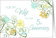 Wife 5th Wedding Anniversary, Garden Flowers card