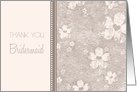 Pink Flowers Sister Thank You Bridesmaid card