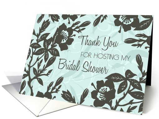 Blue Floral Thank You for Hosting Bridal Shower card (613612)