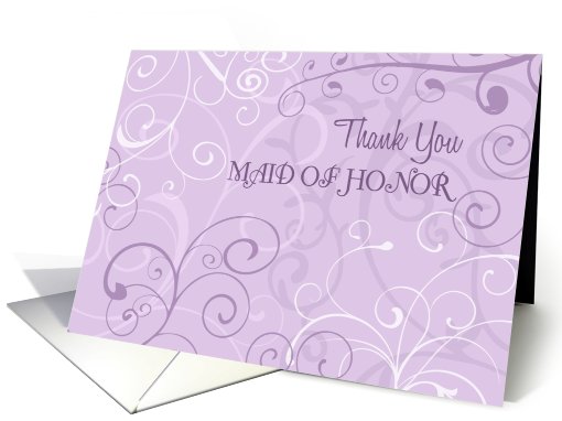 Lavender Swirls Thank You Maid of Honor card (614453)