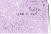 Lavender Swirls Thank You Maid of Honor Card