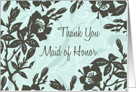Turquoise Floral Maid of Honor Thank You Card