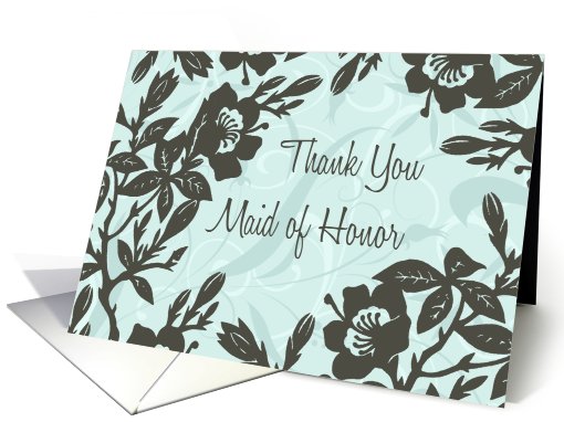 Turquoise Floral Sister Maid of Honor Thank You card (615030)