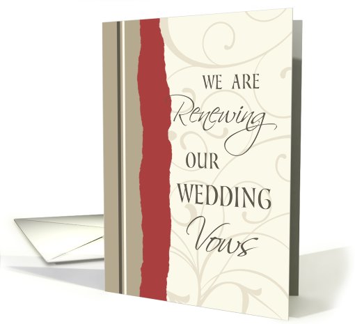 Red and Beige Wedding Vow Renewal Invitation card (615585)