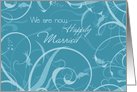 Turquoise Floral Marriage Announcement Card