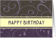 Purple Swirl Happy Birthday Card