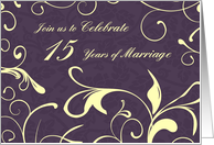 Purple Yellow 15th Wedding Anniversary Party Invitation Card