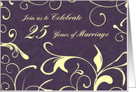 Purple Yellow 25th Wedding Anniversary Party Invitation Card