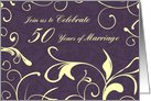 Purple Yellow 50th Wedding Anniversary Party Invitation Card
