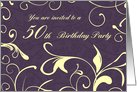 Purple Yellow 50th Birthday Party Invitation Card
