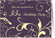 Purple Yellow 55th Birthday Party Invitation Card