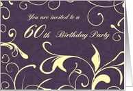 Purple Yellow 60th Birthday Party Invitation Card