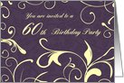 Purple Yellow 60th Birthday Party Invitation Card