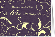 Purple Yellow 65th Birthday Party Invitation Card