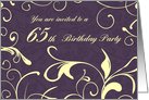 Purple Yellow 65th Birthday Party Invitation Card