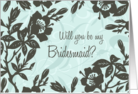 Turquoise Floral Bridesmaid Invitation Card