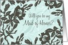 Turquoise Floral Sister Maid of Honor Invitation Card