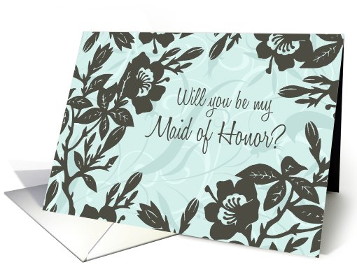 Turquoise Floral Maid of Honor Invitation card (617531)