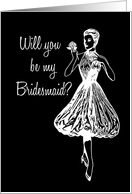 Black and White Cousin Bridesmaid Invitation Card
