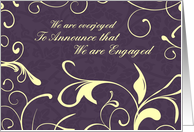 Purple Yellow Engagement Announcement Card