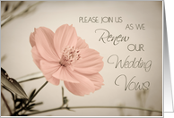 Pink Flower Vow Renewal Invitation Card