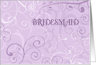 Purple Swirls Cousin Bridesmaid Invitation Card