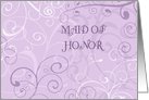 Purple Swirls Cousin Maid of Honor Invitation Card