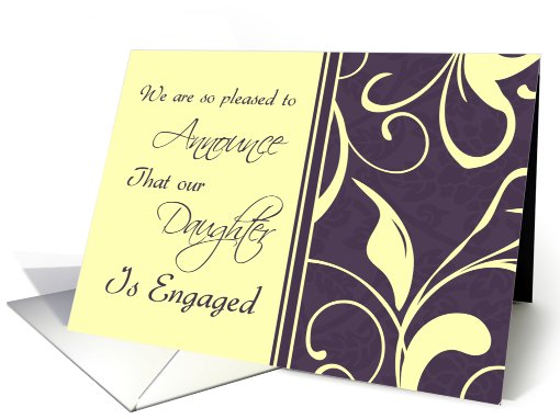Purple Yellow Daughter Engagement Announcement card (620220)