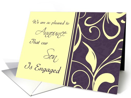 Purple Yellow Son Engagement Announcement card (620409)