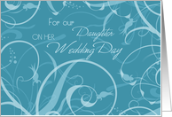 Turquoise Floral Congratulations Daughter Wedding Day Card