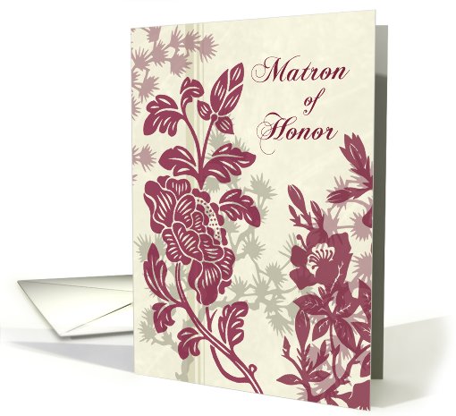 Burgundy Floral Best Friend Matron of Honor Thank You card (622769)