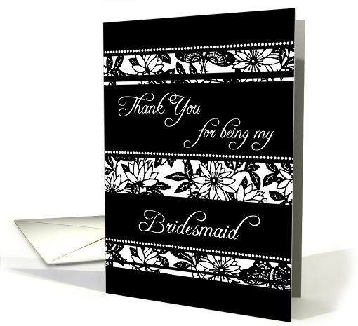 Black and White Floral Sister Bridesmaid Thank You card (622879)